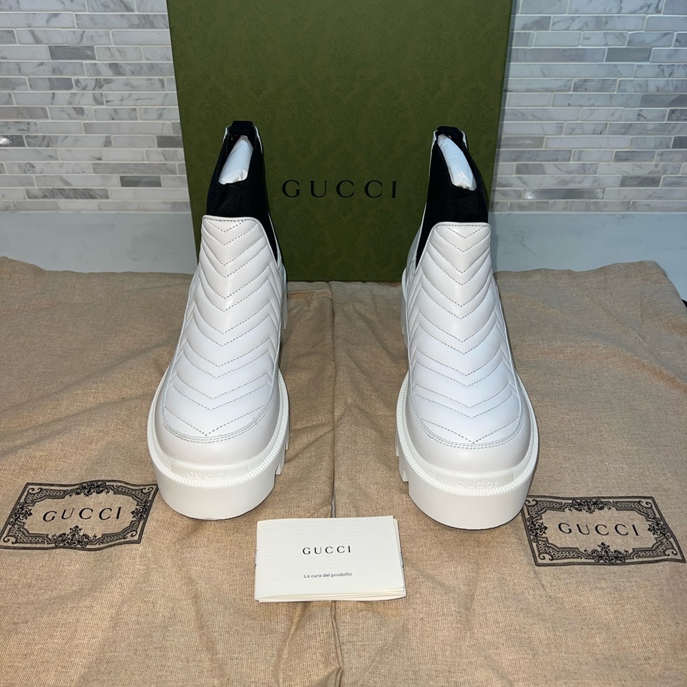 Gucci Marmont Jwhite 643958 Double G Leather Ankle Boots/Booties 39
